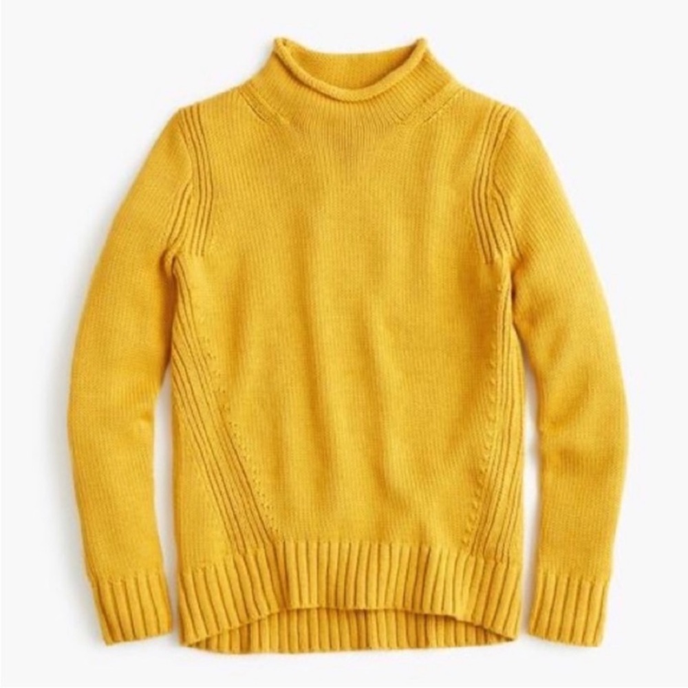 J Crew Always Women's Mustard Yellow Roll Neck Sweater Size XS - Picture 3 of 10